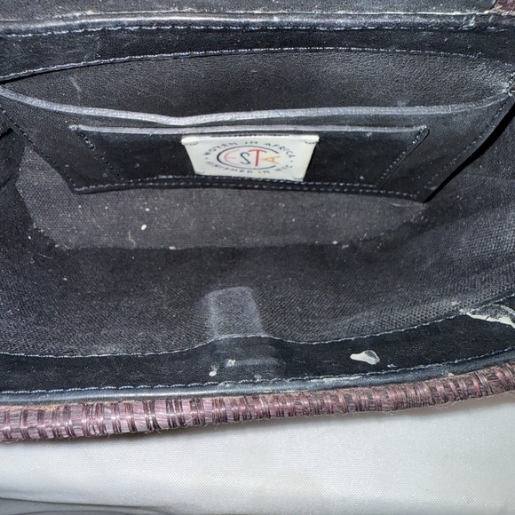 Cesta Collective Raffia Messenger Crossbody Bag Purse Dark Gray Black $395 EUC - Picture 9 of 11